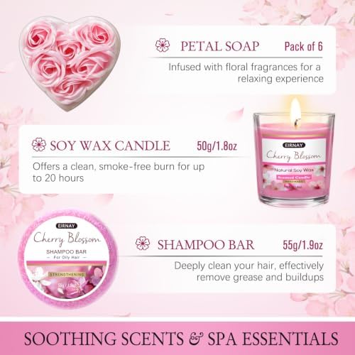 Gifts For Women - 15 PCS Cherry Blossom Birthday Gift Basket for Women - Image 5