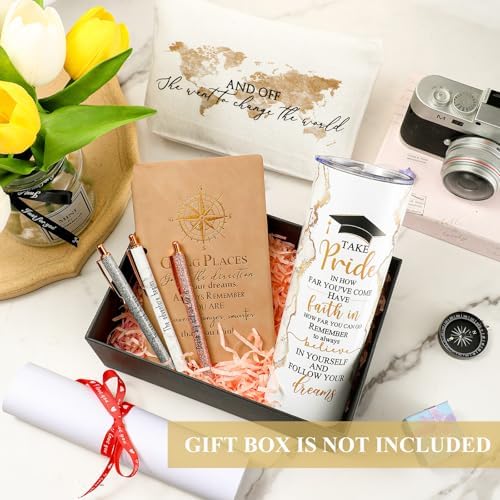Domensi 6 Pcs Class of 2026 Graduation Gifts for Her Women white 20 oz Tumbler Makeup Bag Journal Ballpoint Pen Inspirational Graduation Gifts Set for College High School Daughter Sister Friend - Image 5