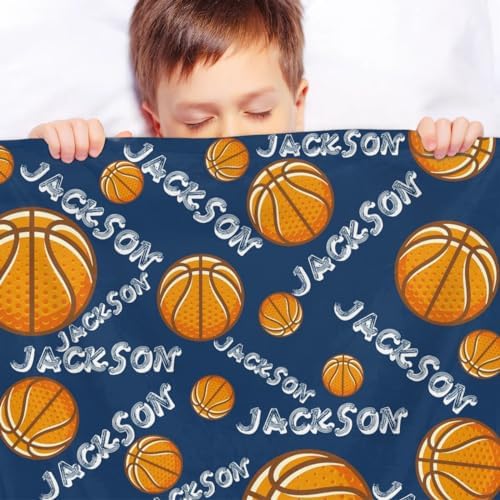 Personalized Baby Blankets for Girls Boys, Custom Baby Blanket with Name Swaddle Toddler Fleece Blanket Personalized Gift Basketball Text - Image 4