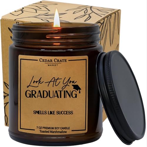 Graduation Gifts 2025 High School College | Funny Graduation Birthday Gift | Proud of You Gifts | Congratulations Presents for Women Men | Handmade in USA | Bamboo + Cypress Scented Candle | 100% Soy by CedarCrateMarket