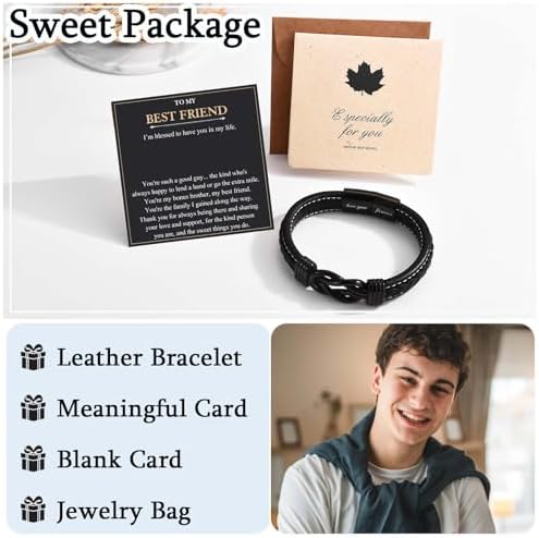 Love You Forever Infinity Leather Bracelet Gifts for Men Him Teen Boys - Image 5