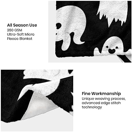 Halloween Blankets Ghost Throw Blanket, Cute Halloween Spooky Black and White Throw Blanket Lightweight Cozy Flannel Blanket for Adults Kids Couch Sofa Bed Home Decorations 80"X60" - Image 6