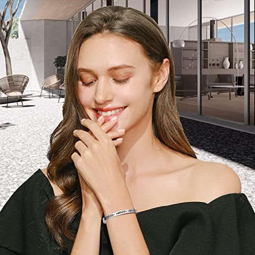 TONY & SANDY Inspirational Bracelets for Women Teen Girls Personalized Gifts for Daughter Granddaughter Mom Sister Friends Stainless Steel Engraved Cuff Birthday Easter Christmas - Image 5