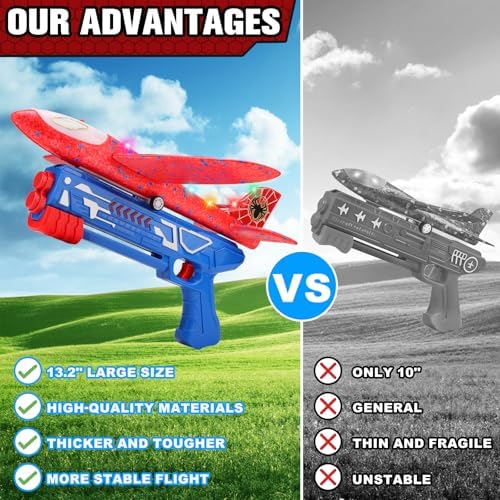 Fuwidvia 3 Pack Airplane Launcher Toys, 13.2'' Spider LED Foam Glider - Image 3