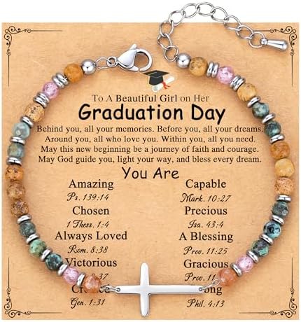 TONY & SANDY Graduation Gift for Her 2026, Graduation Decorations Cross Bracelets for Women Girls Middle High School College Graduates, With Graduation Cap Box Meaningful Cards by TONYSANDY