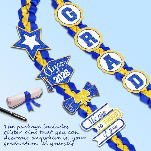 Tifeson Graduation Leis Decorations 2026 - Handmade Double Braided Graduation Ribbon Leis with Glitter Pins for Him Her High School College Congrats Grad Gifts Party Supplies - Image 3