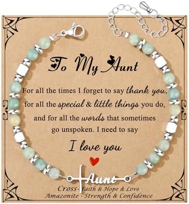 Gifts for Women Faith Cross Bracelet, Unique Amazonite Bracelets for Women by Joycuff