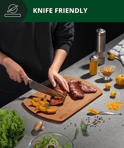 ROYAL CRAFT WOOD Wooden Cutting Boards for Kitchen Meal Prep & Serving - Bamboo Wood Serving Board Set with Deep Juice Groove Side Handles - Charcuterie & Chopping Butcher Block for Meat - Image 6