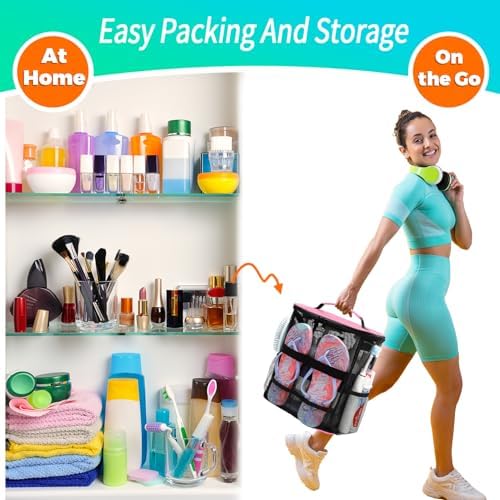 Dorm Room Essentials for Girls, Mesh Shower Caddy Hanging, Large Capacity Toiletry Bag for Women, Quick Dry Shower Bag for Camping, Cruise, Travel Essentials, Christmas Birthday Gifts for Women Girls - Image 5