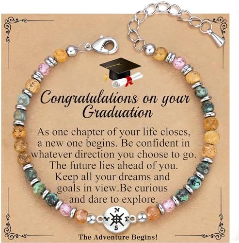 Graduation Gifts for Her 2026, Graduation Bracelet with Compass 5th 6th 8th Grade High Middle School College Graduates Gifts for Her Daughter Granddaughter by HiStock