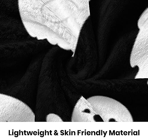 Halloween Throw Blankets Funny Ghost Cute Halloween Spooky Black and White Throw Blanket Lightweight Cozy Flannel Blanket for Couch Sofa Bed Home Decorations 60"X50" - Image 7