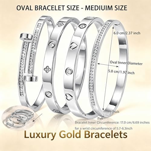 Camhanno Gold Bangle Bracelets for Women, 18K Gold Plated Stainless Steel Stackable Bangles, Non-Tarnish Trendy Jewelry, Ideal Gift for Birthday Anniversary - Image 5