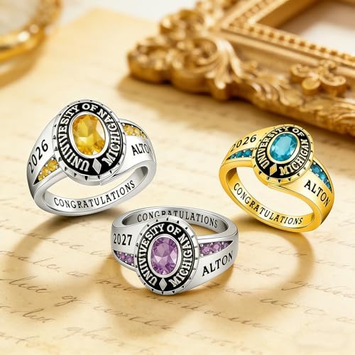 925 Sterling Silver 2026 Class Rings for women Men, Custom College High School Graduation Rings for Men 2026, Graduation Gifts for Her Him - Image 2