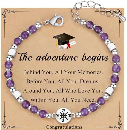 Graduation Gifts for Her 2026, Graduation Bracelet with Compass 5th 6th 8th Grade High Middle School College Graduates Gifts for Her Daughter Granddaughter by HiStock