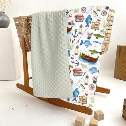 Gone Fishing Baby Blankets for Girl Boy Fishing Lover Gift Soft Mink Dotted Backing Double Layer Swaddle Blanket Camping Adventure Vacation Outdoor Bed Throws for Newborn Toddler Nursery 30x40 - Image 6