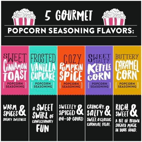 Urban Accents Movie Night Sweet Shoppe Small-Batch Popcorn Gift Set – Includes 3 Gourmet non-GMO Popcorn Kernel Varieties & 5 Flavorful Seasonings – Perfect Snack Gift Box for Parties, Holidays, or Movie Lovers - Image 3