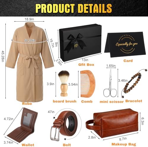 Shyyween 10 Pcs Birthday Gifts Baskets for Men Beard Care Set,Khaki - Image 2