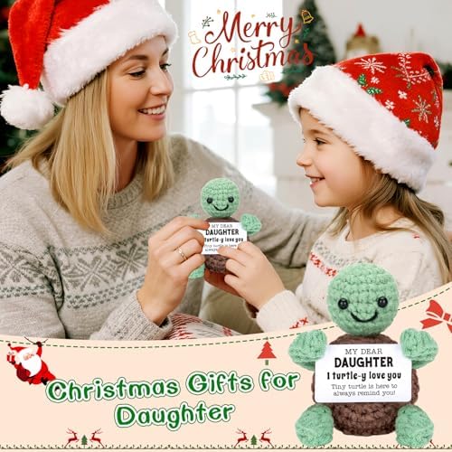 Mini Funny Turtle Daughter Gifts from Mom Dad, Birthday Gifts for Kids Teens Adults Daughter in Law Bonus Step, I Love You Small Cute Stuff Things, Handmade Emotional Positive Crochet Turtle - Image 6