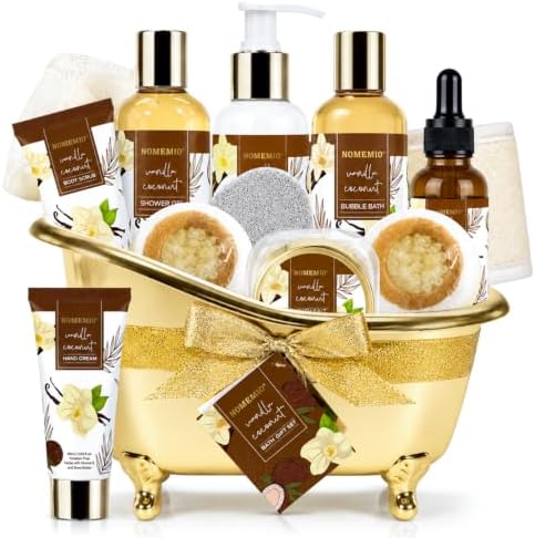 Mother's Day Gift, Spa Gift Basket for Women, 8pcs Spa Kit Set with Body Wash, Bubble Bath, Scrub, Bath & Beauty Skin Care Gift Sets, Christmas Gifts Set for Women, Her, Mom by NOMEMIO
