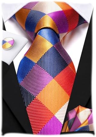 Hi-Tie Lot 5 Pcs Gift Box Mens Tie Set Necktie with Pocket Square Cufflinks Silk Neck Tie Collection - Image 6
