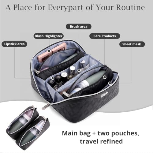 BOYATU Travel Makeup Bag Organizer: 3 Pcs Cosmetic Bag Set for Women Black - Image 3