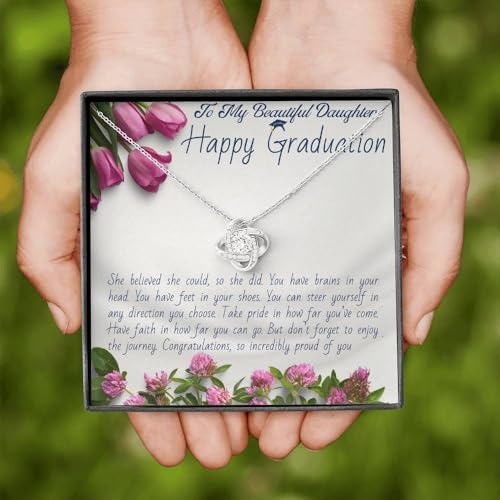 VIRAGIL 2023 Graduation Gifts for Her, Class of 2024 Love Knot Sterling Silver Pendant Necklace Senior College Graduation Jewelry Gifts for Girl Daughter - Image 2
