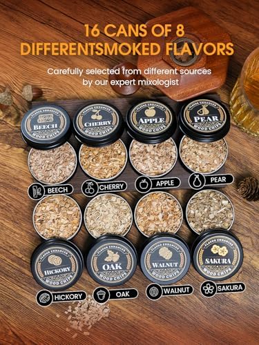 27Pcs Whiskey Smoker Kit with Torch- 16 Wood Chips,Ice Ball Molds, Cocktail Smoker Infuser Kit, Old Fashioned Drink Smoker Kit, Birthday Bourbon Whiskey Gifts for Husband,Men,Dad(No Butane) - Image 3