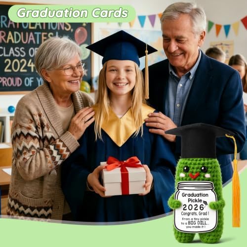 Graduation Gifts Cards Graduation Decorations 2026 Handmade Crochet Pickle - Image 6