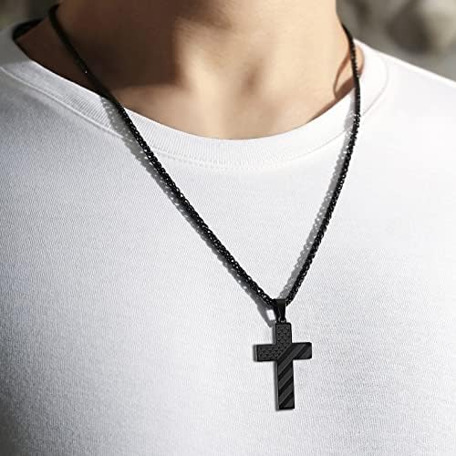 DuoDiner 18+2" Cross Necklace for Men Boys Christian Confirmation Gifts - Image 2