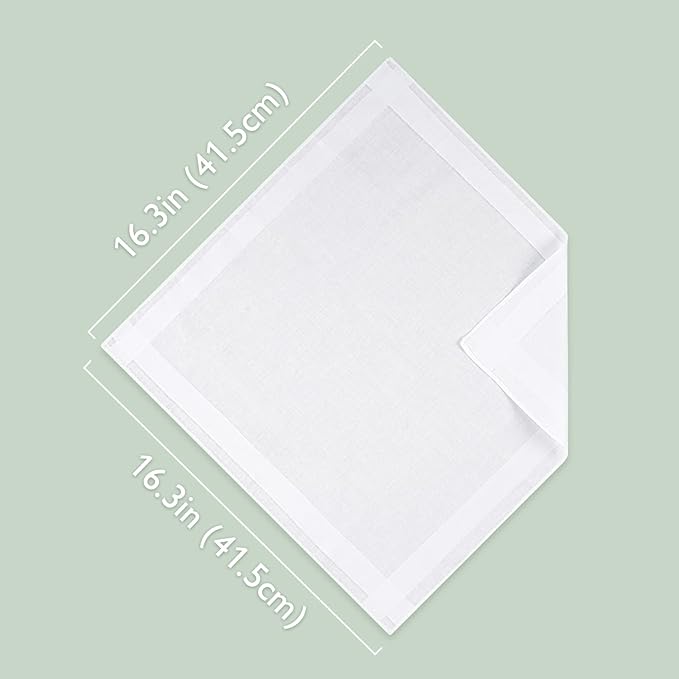 Zenssia Men's Pure Cotton Handkerchiefs with Hem, Bulk Set Hankies