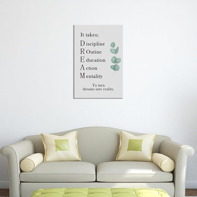 Dream Ideal Motivational Canvas Wall Art To Turn Dreams Into Reality Inspirational Poster Inspiring Painting Prints Wall Pictures for Living Room Home Office Gym Decor Framed Artwork [36''H x 24''W]