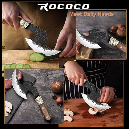 ROCOCO Viking Cleaver Knife Birthday - Full Tang Kitchen Axe Gift Men - Image 4