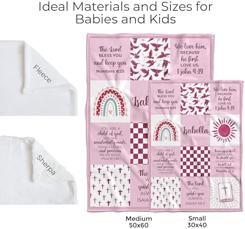 MDPrints Baptism Blanket for Girls, Customized Baptism Gifts for Girl, Personalized Baby Blankets for Girls with Name (Baptism DK14) - Image 5