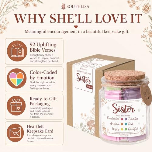 Bible Verses Jar for Sister – Graduation Day Gifts for Sister, Birthday Gifts for Sisters, Christian Gift for Women, Girls - Image 5