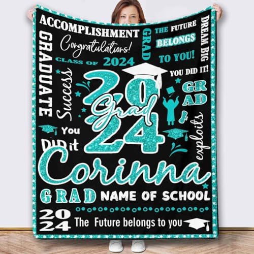 High School Graduation Customized Flannel Picture Blanket Junior H Blanket 2024 Graduation Blanket Custom Blankets Graduation Gifts for Her, Customizable Blanket 54x70inch - Image 2