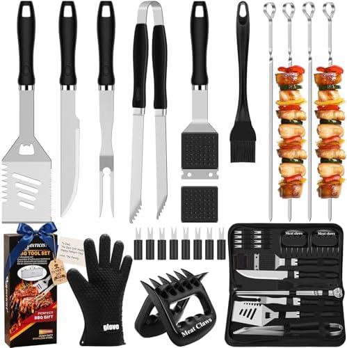 Romanticist 23pcs Stainless Steel BBQ Grill Tools & Accessories Kit, Black by ROMANTICIST