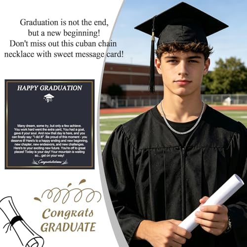 EPIRORA Graduation Gifts Necklace for Him 2026, 6MM Stainless Steel Cuban Link Chains Graduation Necklace for Men, Class of 2026 Grad Gifts for Middle School | High School | College | Master Degree - Image 2