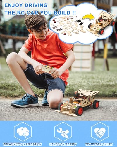 Poraxy STEM Kits for Kids 8-10, STEM Toys for Boys Ages 8-13, Remote Control Car, Wooden 3D Puzzles Science Kits 8-12 Projects Building Model, Birthday Gifts for 9 11 14 Year Old Teen Boys Girls - Image 5