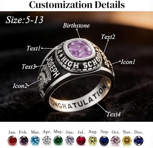 925 Sterling Silver 2026 Class Rings for women Men, Custom College High School Graduation Rings for Men 2026, Graduation Gifts for Her Him - Image 2