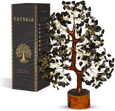YATSKIA Black Tourmaline Crystal Tree | Healing Crystal Tree | Home Decor | Home Office Decor | Bookshelf Decor | Birthday Gifts for Women | 10 Inch 300 Beads by YATSKIA