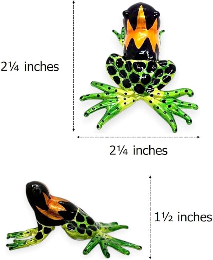 WitnyStore 2¼" Black Orange Green Frog Artistic Blown Glass Figurine Premium Hand-Blown Statue Tabletop Decoration Unique Collectible for Adult Collectors Handcrafted Elegant Home Room Decor