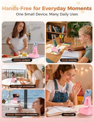 Bluetooth Speaker Birthday Gift for Women:Induction Cell Phone Stand Pink - Image 4