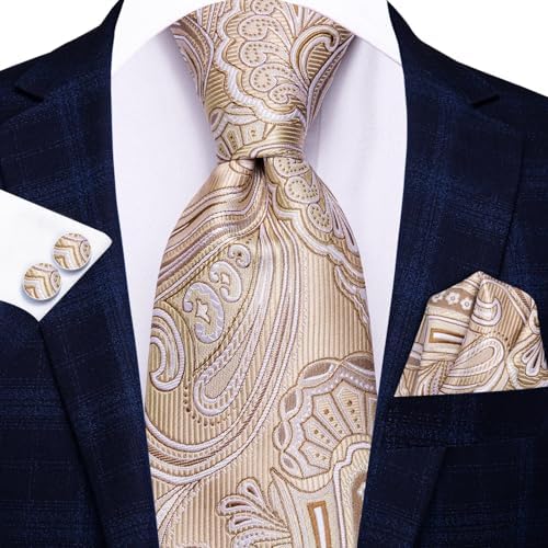 Hi-Tie Lot 5 Pcs Gift Box Mens Tie Set Necktie with Pocket Square Cufflinks Silk Neck Tie Collection - Image 6