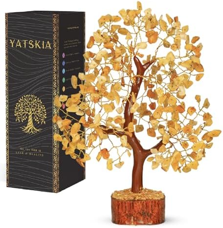 YATSKIA Yellow Aventurine Crystal Tree | Positive Energy Crystals Gem Tree | Crystals and Stones | Coffee Table Decor | Birthday Gifts for Women | 10 Inch 300 Beads by YATSKIA
