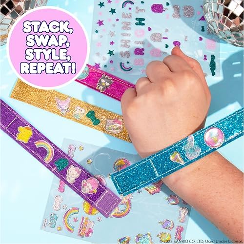 Hello Kitty® and Friends Sparkle Bracelets, Customize 4 Reversible Glitter Bracelets for Kids with Puffy Stickers, Kawaii Jewelry Craft, Cute Girls' Jewelry Kit, DIY Accessories Gift Ages 3+ - Image 6