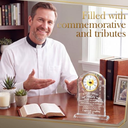 Landical Pastor Appreciation Gift for Men Acrylic Clock Pastor Christian - Image 3