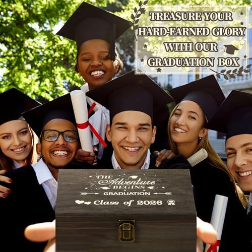 Graduation Memory Keepsake Box with Photo Custom 2026 Large Grad Card Box with Customized Picture Gift for Him Her for Graduate Grad High School Party(Black,Stylish) - Image 5