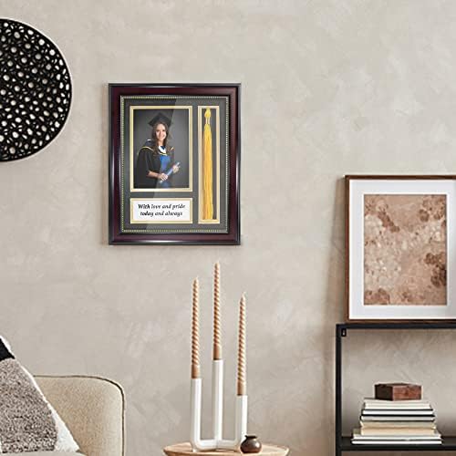 GraduationMall Graduation Photo Shadow Box Frame with Tassel Holder for 5x7 Pictures,Real Glass,Black over Gold Double Mat,Wall & Tabletop Design - Image 5