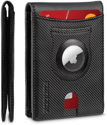 RUNBOX AirTag-Wallet-Mens-Slim-RFID Blocking Wallets Leather with Bill Compartment Air Tag Bifold Card Holder Wallet Gifts for Men Dad by RUNBOX