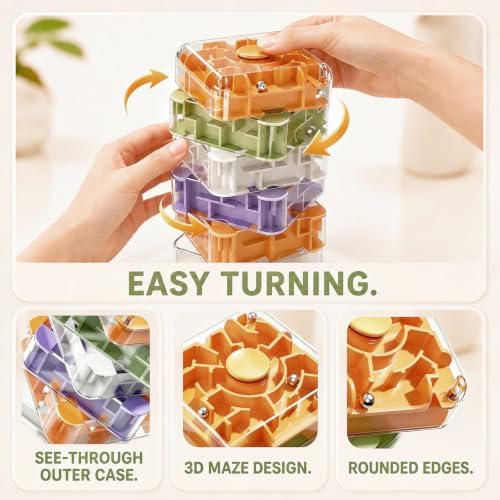 6 Layer 3D Rolling Ball Maze Cube, 2 in 1 Fidget Kids Toy - Image 5